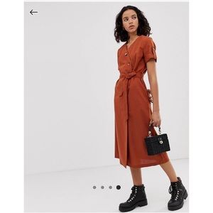 ASOS Button detail safari linen midi dress